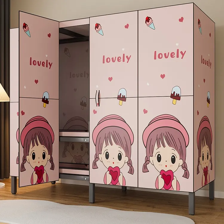 简易衣柜免安装折叠衣柜家用卧室出租房结实耐用开门式全钢架衣柜