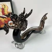 琉璃哥纯手工热塑琉璃《金星卧龙》黑金   饰品 装饰 摆件礼品     