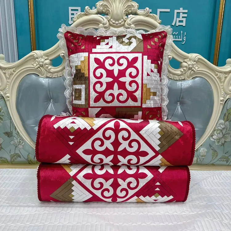 新疆包邮新款哈萨克民族风褥子套金丝绒印花不掉色不起球轻奢1037