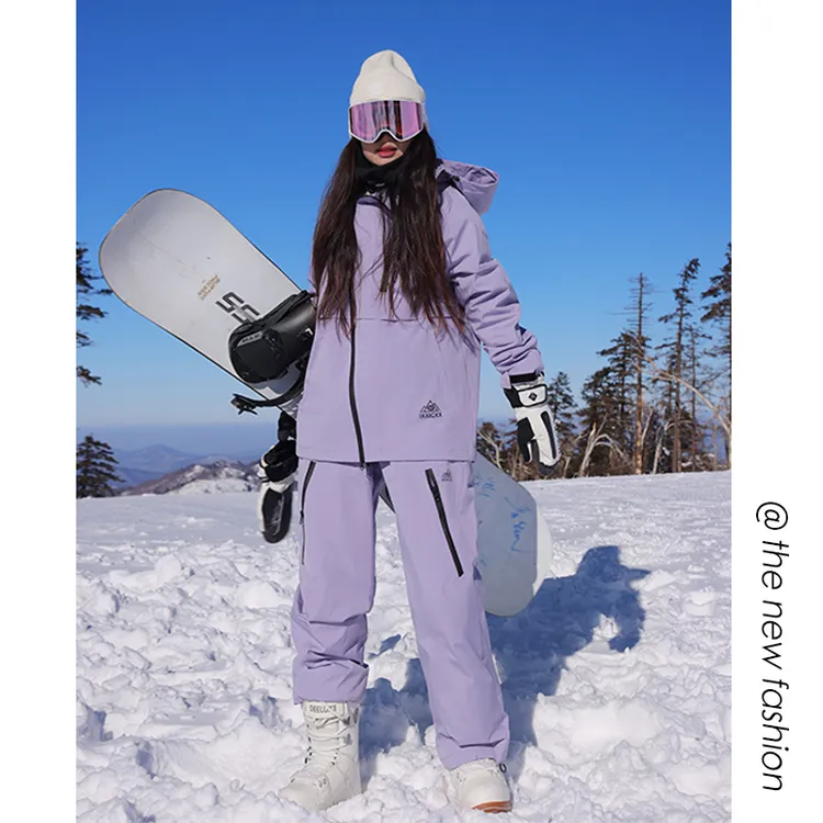 东方骆驼连帽加厚滑雪服男防水保暖情侣宽松外套2025新款两件一套