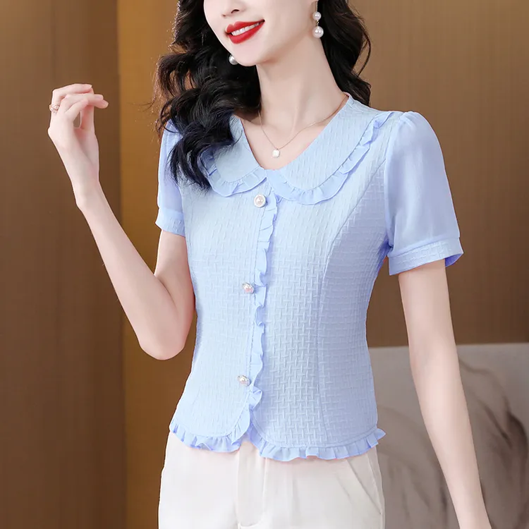 高级感洋气漂亮减龄小衫女春夏2025新款妈妈气质衬衫显瘦短袖上衣