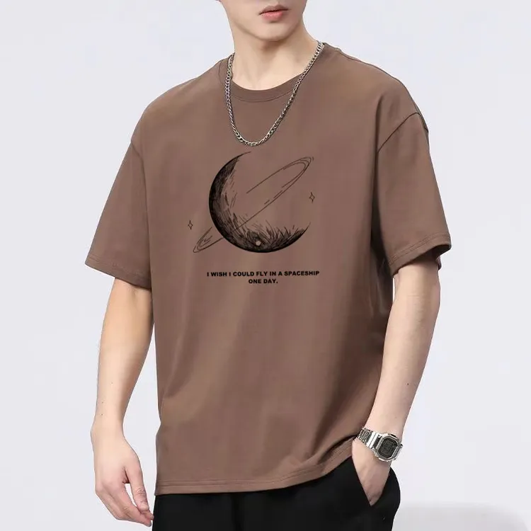 新款男士纯棉短袖t恤夏季宽松圆领半袖大码男装印花潮流T恤打底衫