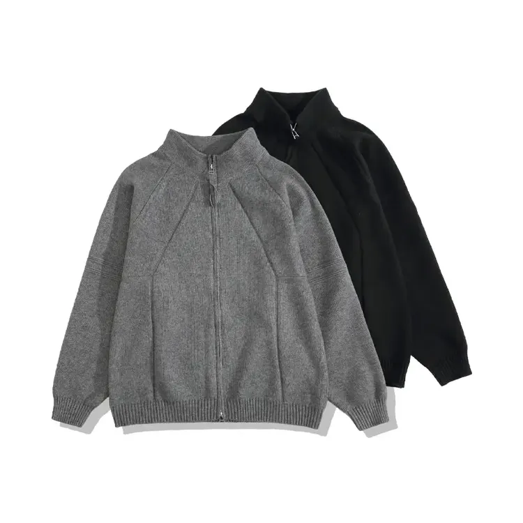 美式港风保暖拉链加厚针织开衫男生秋冬新款宽松痞帅毛衣外套潮