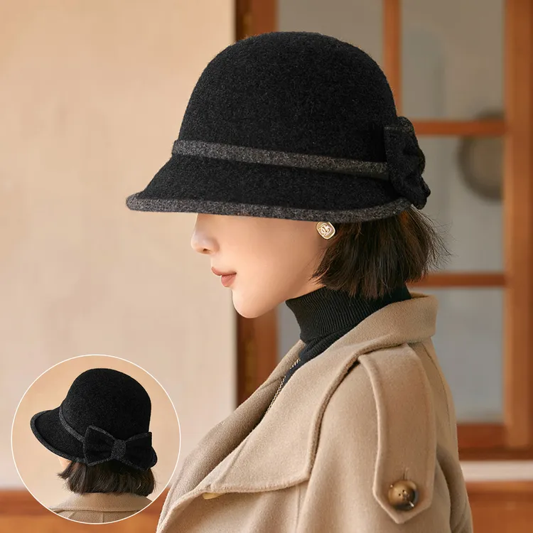 宏达帽子女秋冬保暖新款贝雷帽2025款爆款网红羊毛混纺渔夫帽子