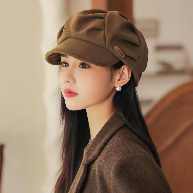 贝雷八角帽女日系新款秋冬韩版显脸小大头云朵帽画家帽秋冬文艺