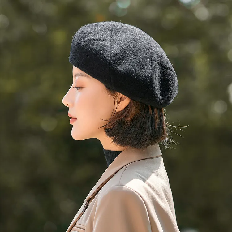 宏达【100%羊毛】2025女款新款高级感网红贝雷帽时尚保暖画家帽子