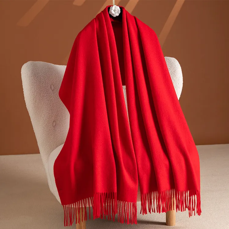 长款本命中国红色围巾加厚保暖男女高档大红围巾年会成人韩剧围脖