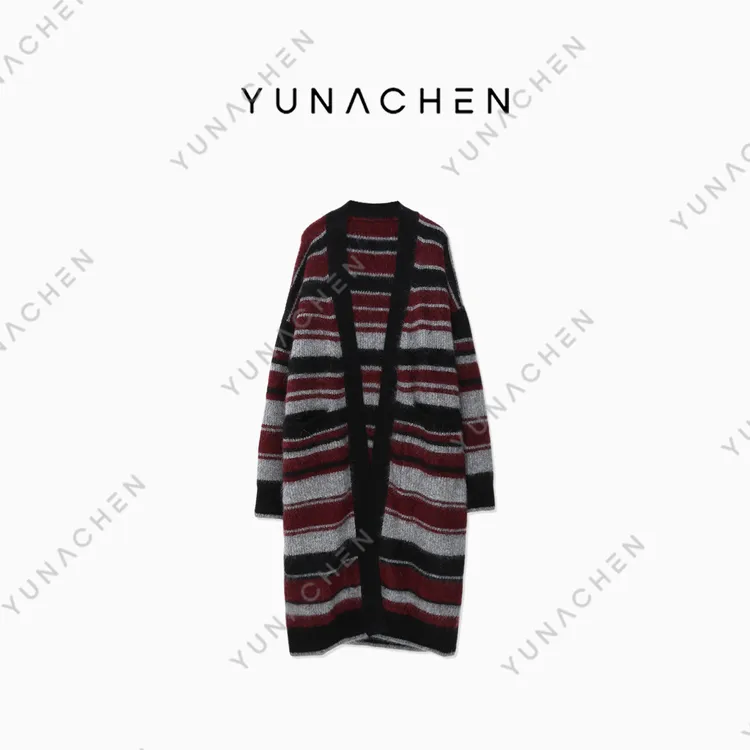 YUNACHEN【静舍】ZI12 马海毛抗皱易打理柔软条纹款开衫745-10-1130