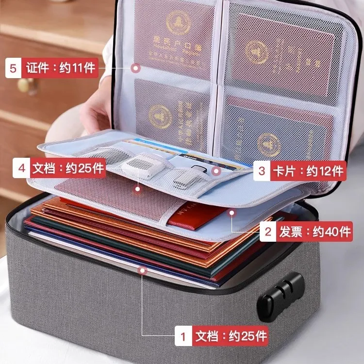 优芬家庭多功能箱证书文件卡包防尘防潮整理包证件收纳家用证件包