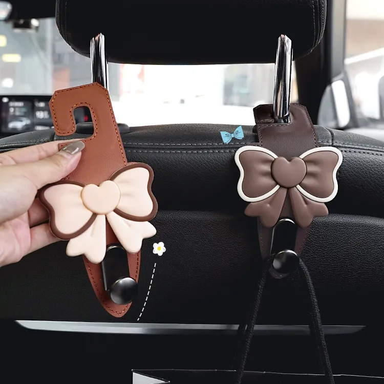 汽车座椅背蝴蝶结可爱挂钩坐椅后背车载挂钩包包收纳小物品挂钩商品图