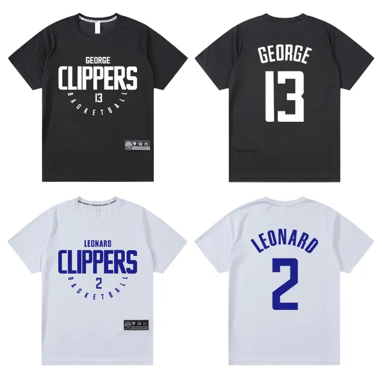 快船哈登乔治篮球训练服短袖速干 美式伦纳德运投篮t恤男运动定制