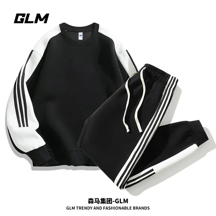 【运动套装】GLM秋冬季男士休闲卫衣套装加绒情侣跑步户外运动服装