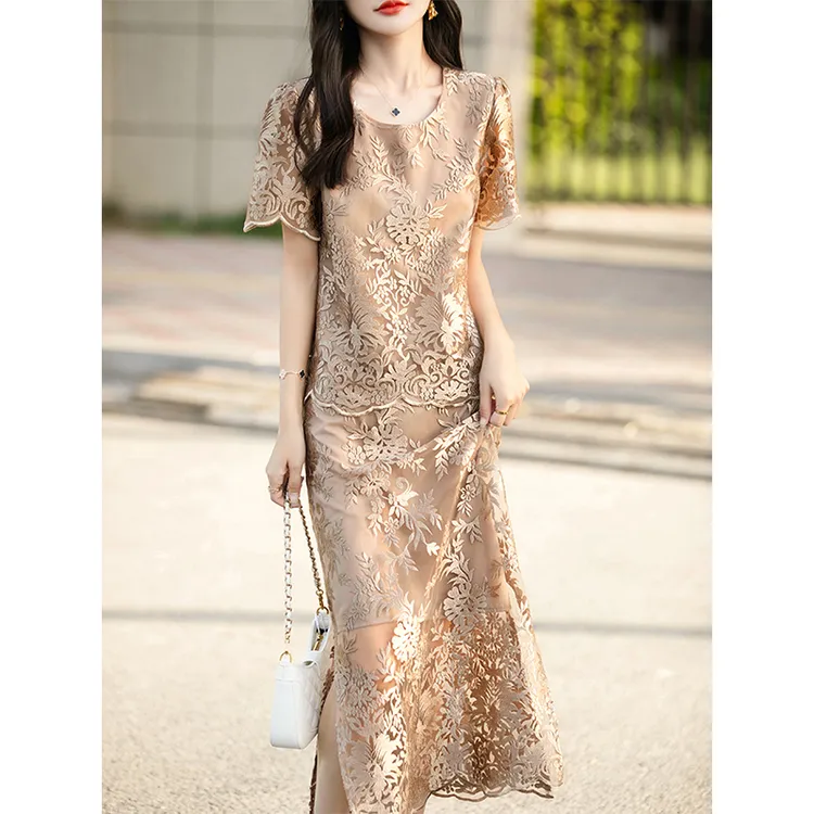 新中式国风女装套装上衣半身裙夏季显瘦优雅减龄休闲气质两件套女