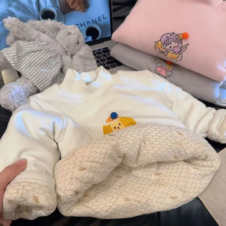 【580克羊毛蚕丝温变三层夹棉】儿童加厚蚕丝卡通保暖上衣一件过冬