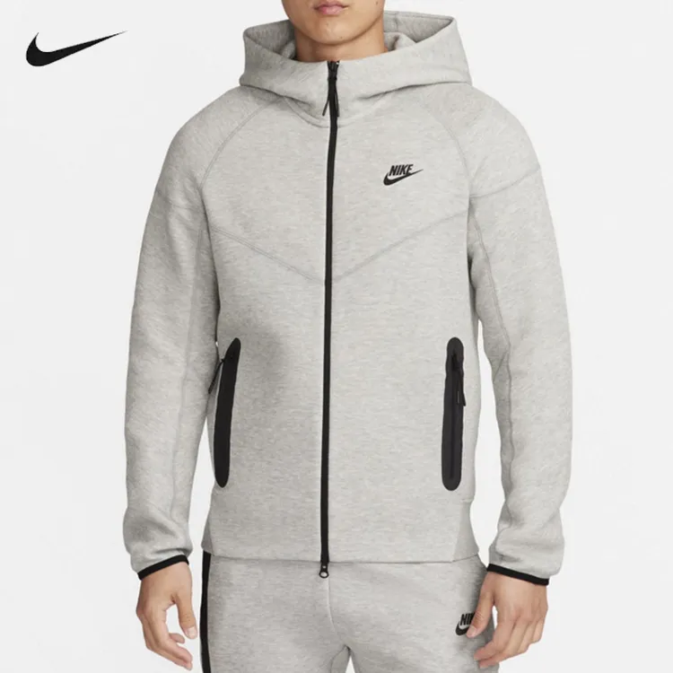 【专属】Nike耐克外套男装秋季新款连帽灰色卫衣针织夹克FB7922-063