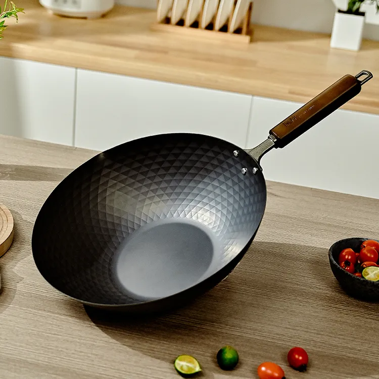 KANDA/神田日式钻石纹铁锅0涂层高纯精铁锅熟铁燃气电磁炉通用