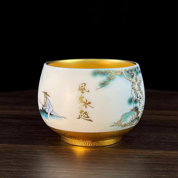 轻奢鎏金风生水起个人专用主人杯正品男女纯手工陶瓷功夫茶具茶盏