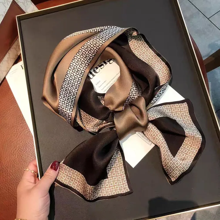 100%桑蚕丝双层飘带【咖色回字145*16】真丝丝巾简约百搭围巾披肩