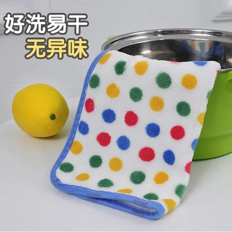 圆点抹布厨房清洁洗碗布不易沾油吸水保洁毛巾家用不易掉毛百洁布