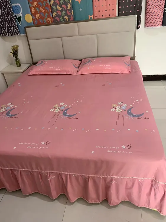 新款韩版加大床裙三件套 时尚花边工艺款不起球不掉色