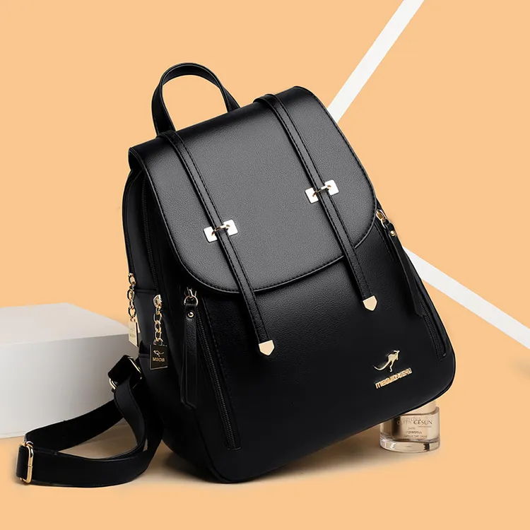 爆款正品时尚休闲百搭牛皮双肩包简约真皮大容量背包韩版双肩女包