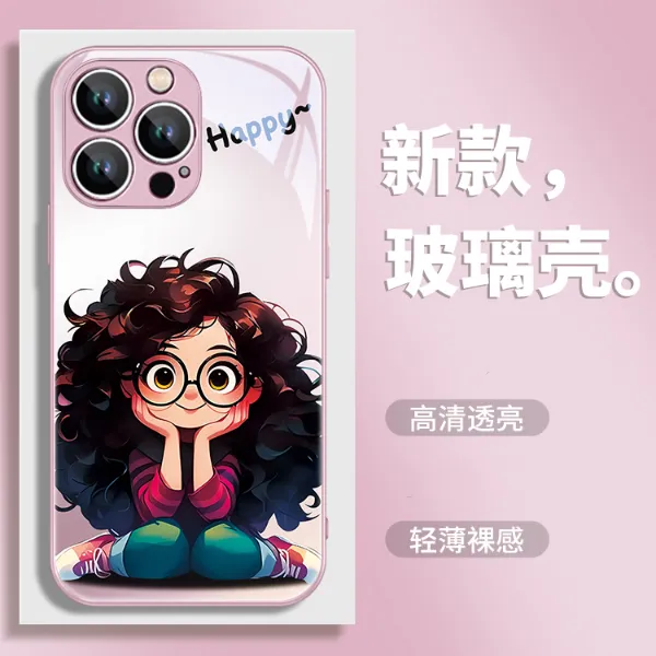 适用苹果17/华为/小米/oppo/vivo个性网红卷发女孩潮流颜值手机壳