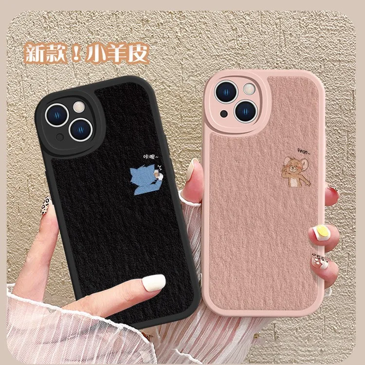 适用苹果17/华为/小米/oppo/vivo简约情侣猫和老鼠爆款网红手机壳