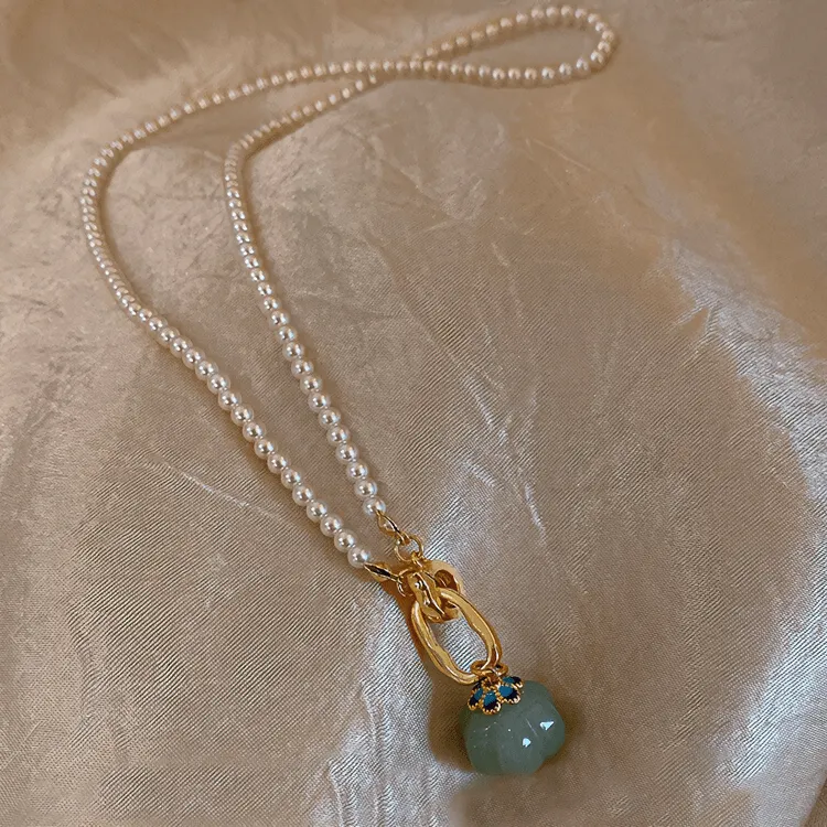 铜仿珍珠项链 珠珠项链女2024新款高级感锁骨链轻奢小众颈链配饰