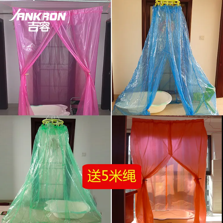 老式塑料洗澡罩浴帐浴罩加大加厚冬季洗澡保暖神器红色成人儿童