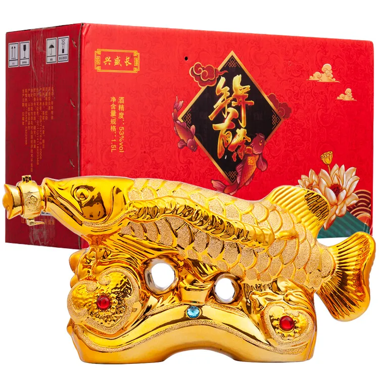 兴盛长金色金龙鱼清香型白酒53度1.5L