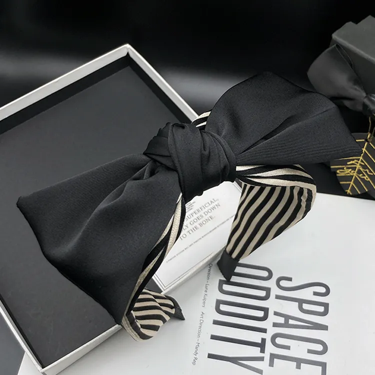 2024秋冬新款发卡发箍女蝴蝶结气质发捆头饰压发洗脸头箍发夹黑色