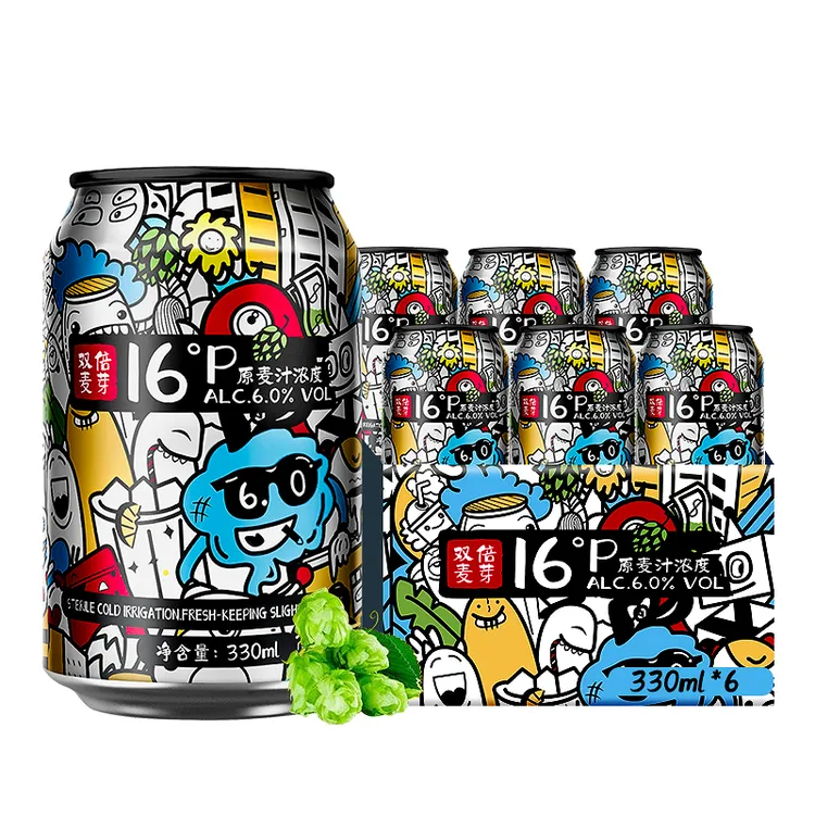 千岛印象全麦啤酒330ml*6罐装整箱啤酒16度双倍麦芽浑浊型啤酒水
