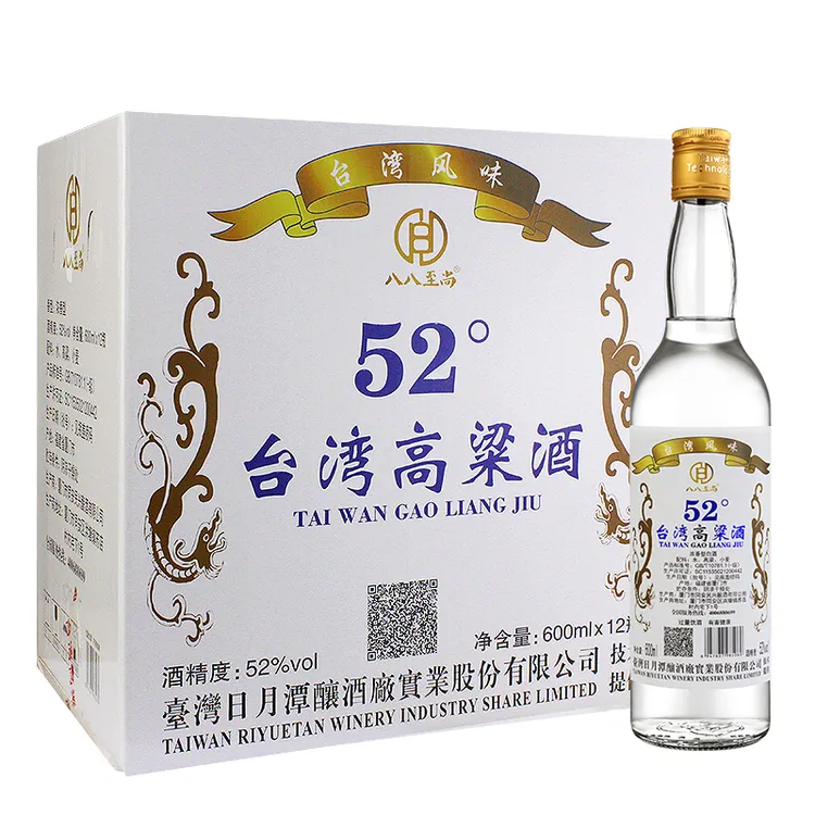 八八至尚台湾高粱酒瓶装整箱浓香型白酒水纯粮酒水52度600ml*12瓶