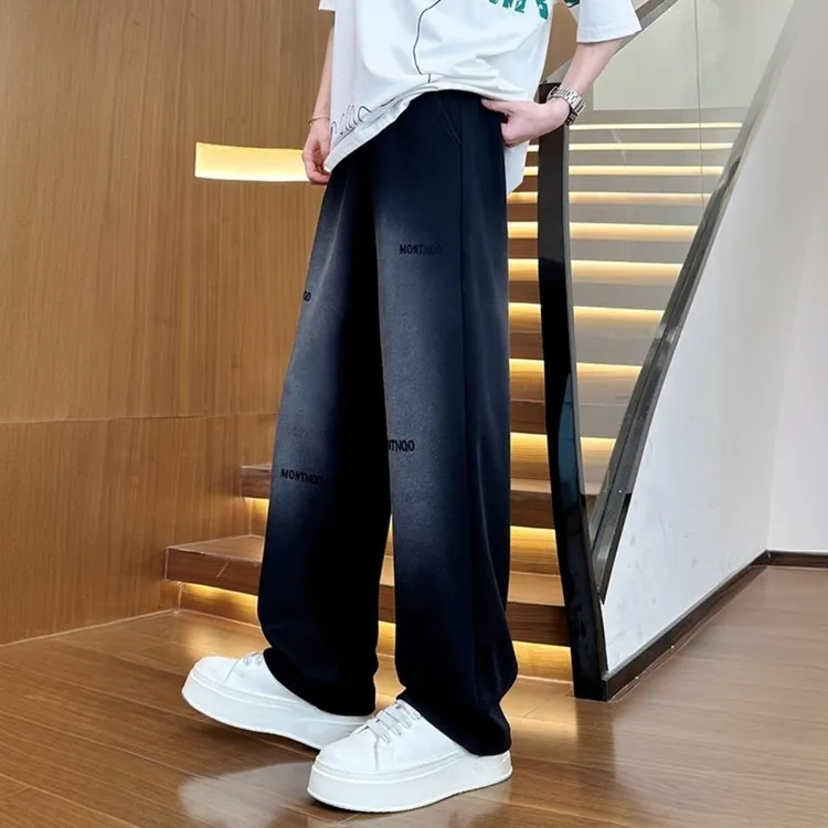 原版渐变裤子男生秋季2024新款潮流运动裤宽松直筒高级感休闲裤