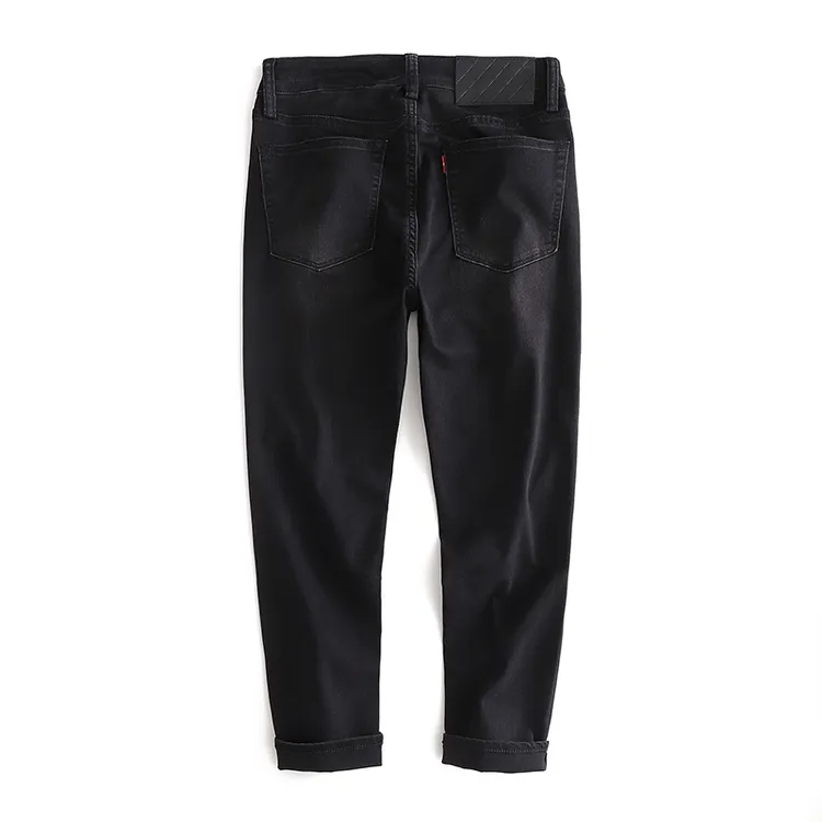 夏季薄款牛仔裤男士九分裤微宽松小脚弹力显瘦黑色8分裤3种裤长选