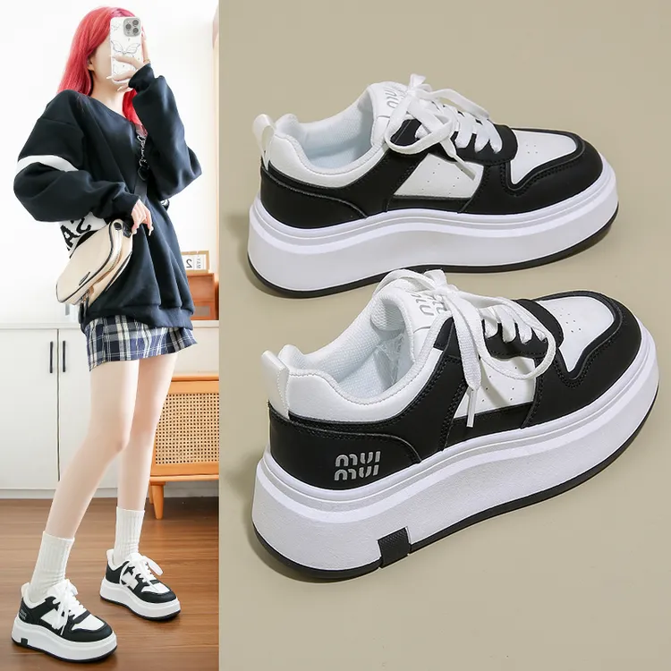 小白鞋女2024秋季新款韩版百搭厚底休闲板鞋女增高运动鞋时尚潮流