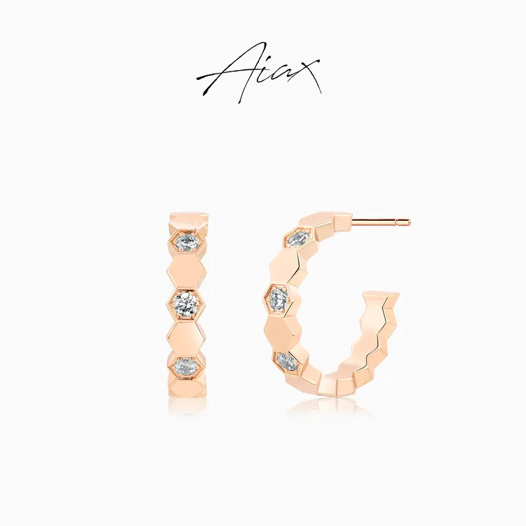 AIAX 流光风 轻奢气质设计法国精致镶嵌小巧百搭气质耳环TSL1194