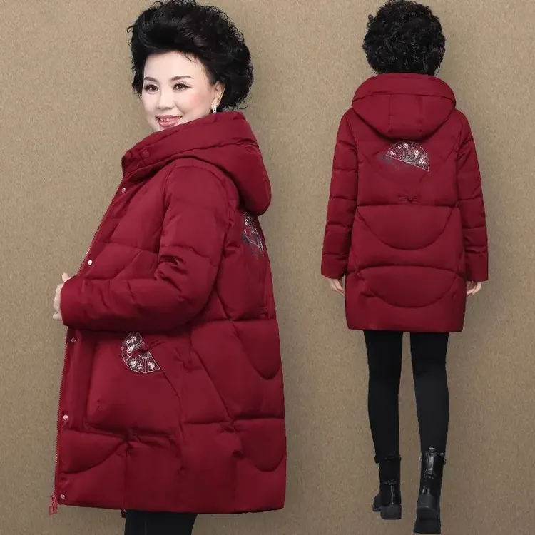 上档次妈妈棉服减龄冬季显气质洋气中老年装大码洋气母亲保暖棉服