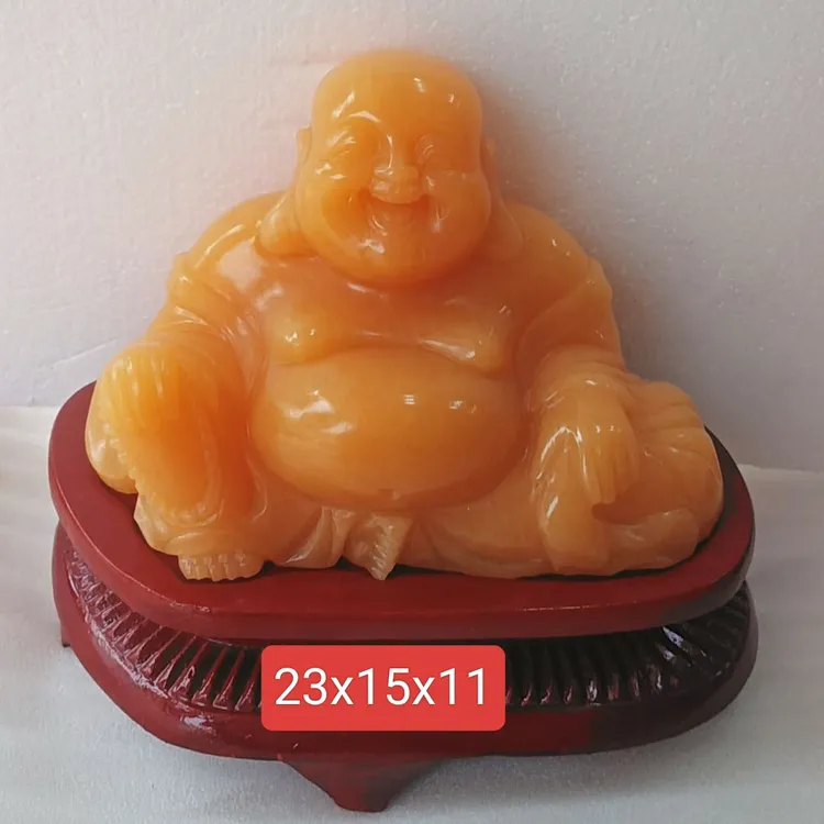 天然米黄玉弥勒佛摆件大肚笑佛客厅家居玄关装饰办公室乔迁礼品 