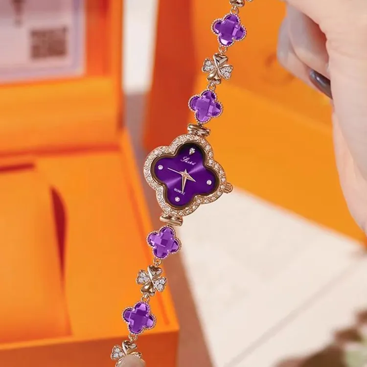 BDH新款紫色四叶草小表盘高颜值女士腕表