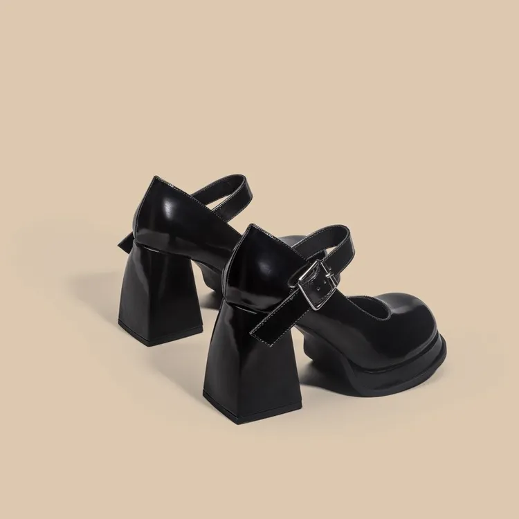 玛丽珍女鞋防水台2025新款小个子增高厚底圆头jk小皮鞋学生高跟鞋