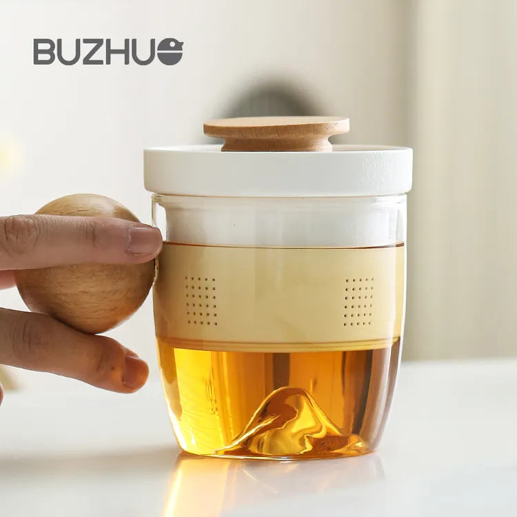 玻璃泡茶杯耐高温办公室带盖个人专用大容量花茶2024新款茶水分离