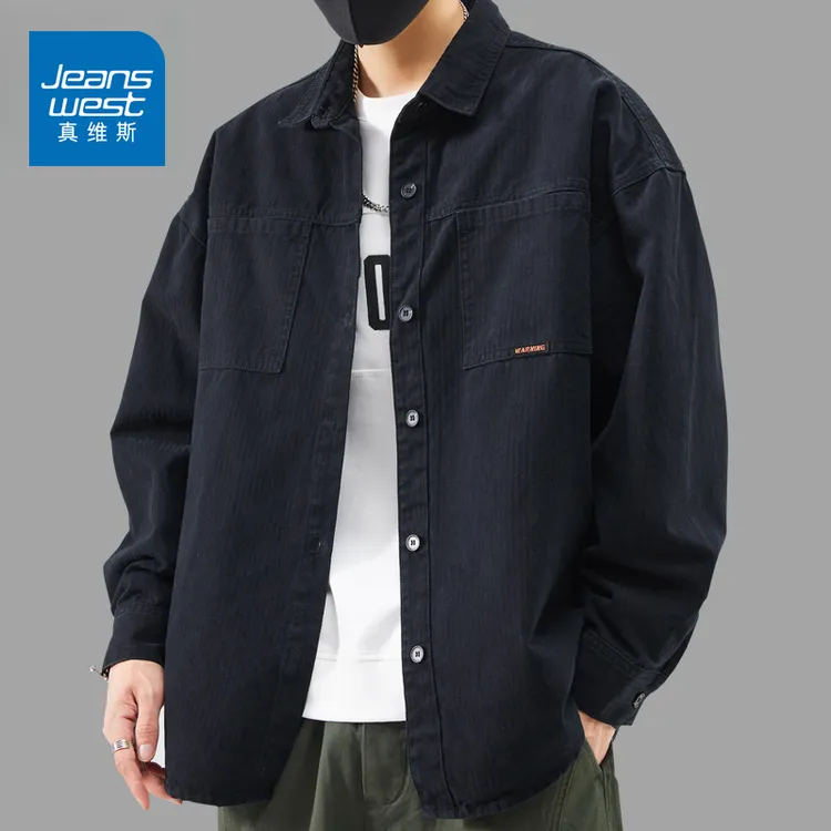 真维斯春秋季工装夹克男2025新款男士宽松休闲衬衫潮人生冲锋指南