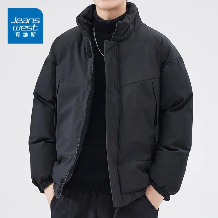 Jeanswest/真维斯秋冬棉衣男士潮牌休闲宽松立领加厚保暖棉服外套