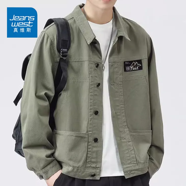 Jeanswest/真维斯美式潮流外套男士秋季防风宽松百搭长袖工装夹克