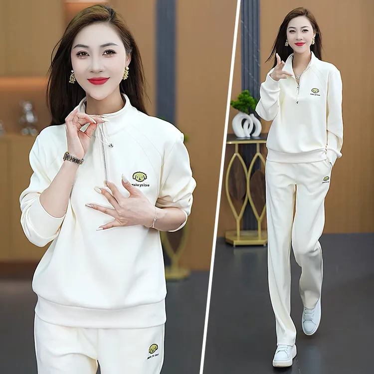 女士运动服套装女春秋季新款2024洋气减龄长袖束脚卫衣两件套