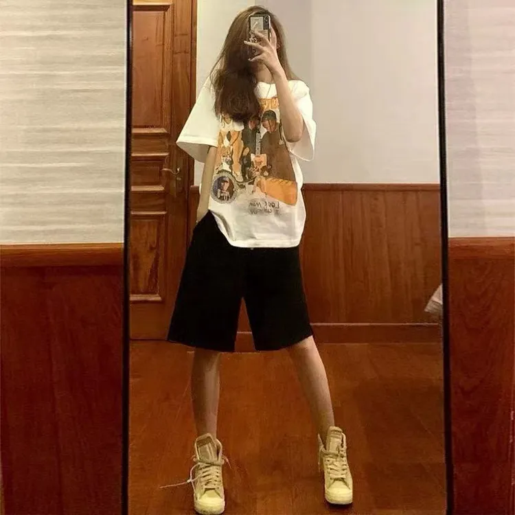 100%纯棉日系工装短裤男女夏季宽松五分裤休闲百搭显瘦阔腿中裤潮