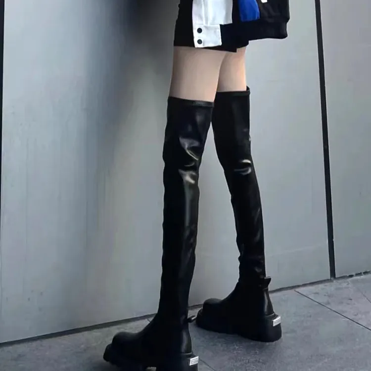 方糖2代过膝靴哑光显瘦真皮2024年秋冬新款长筒靴真皮长筒靴子
