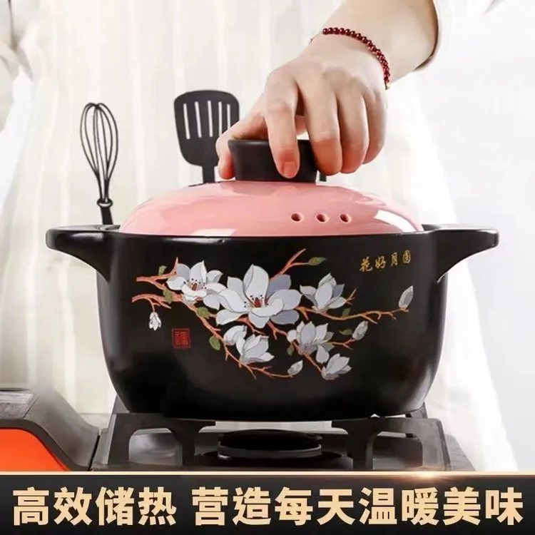 厨小亲砂锅炖锅家用明火燃气灶耐高温煲汤陶瓷双耳不烈汤锅陶瓷煲
