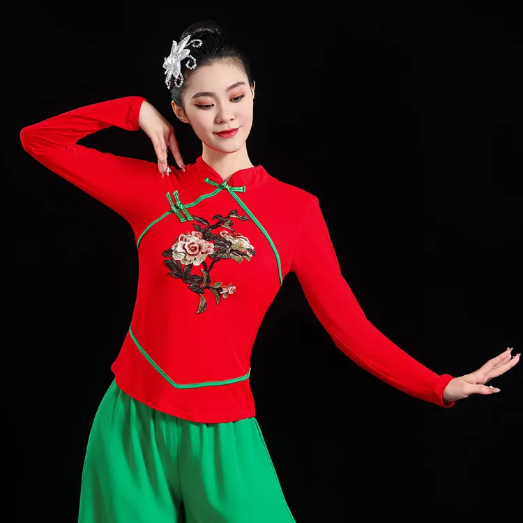 广场舞新款刺绣秧歌服民族舞服古典舞舞蹈服中国风舞台演出服QGG